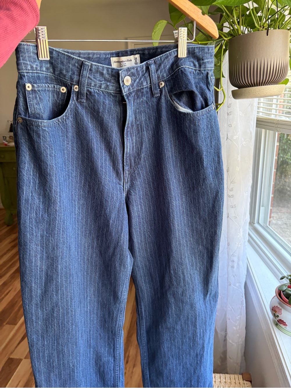 Abercrombie curve love Classic Women's Blue Pinstripe Jeans